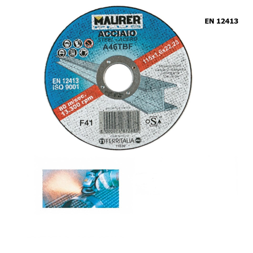 MAURER Cutting Disc for Steel/Metals 115x1.6 mm Pack of 25 Pcs.